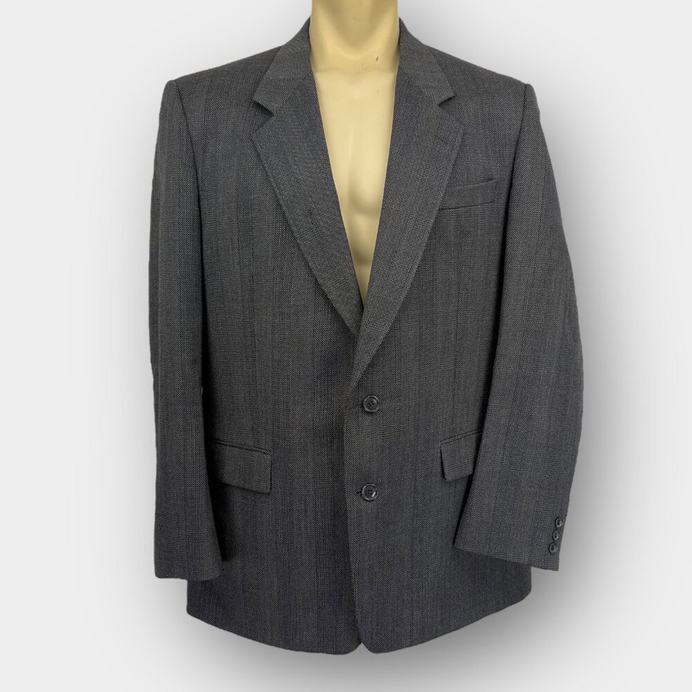 Sid Landen Men's 2pc Wool Suit Fits 44 38x31 Gray Plaid Notch Lapel 2 Button